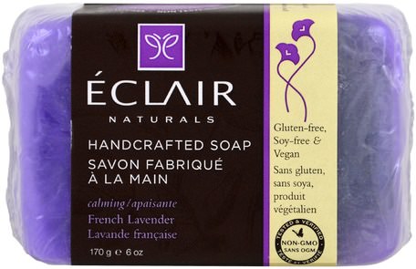 Handcrafted Soap, French Lavender, 6 oz (170 g) by Eclair Naturals-Bad, Skönhet, Tvål