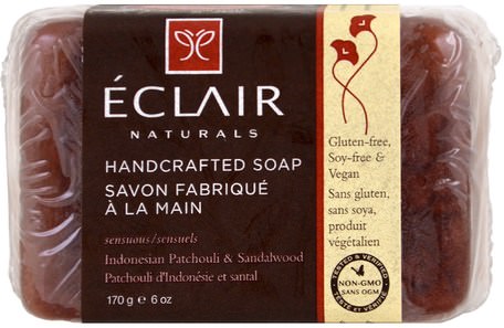 Handcrafted Soap, Indonesian Patchouli & Sandalwood, 6 oz (170 g) by Eclair Naturals-Bad, Skönhet, Tvål