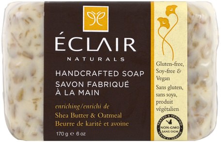 Handcrafted Soap, Shea Butter & Oatmeal, 6 oz (170 g) by Eclair Naturals-Bad, Skönhet, Tvål