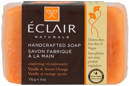 Handcrafted Soap, Vanilla & Sweet Orange, 6 oz (170 g) by Eclair Naturals-Bad, Skönhet, Tvål