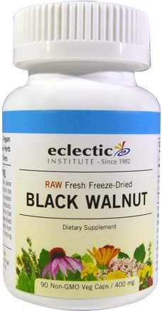 Black Walnut, 400 mg, 90 Veggie Caps by Eclectic Institute-Örter, Svart Valnöt