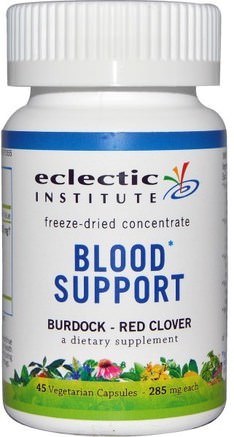 Blood Support, Burdock - Red Clover, 285 mg, 45 Veggie Caps by Eclectic Institute-Örter, Burdock Rot