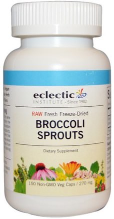Broccoli Sprouts, 270 mg, 150 Veggie Caps by Eclectic Institute-Kosttillskott, Antioxidanter, Broccoli Korslevande