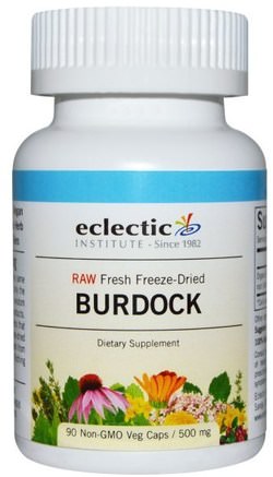 Burdock, Raw, 500 mg, 90 Non-GMO Veggie Caps by Eclectic Institute-Örter, Burdock Rot