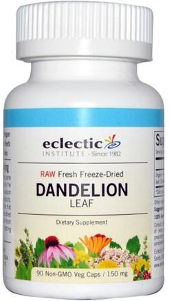 Dandelion Leaf, 150 mg, 90 Non-GMO Veggie Caps by Eclectic Institute-Örter, Maskrosrot