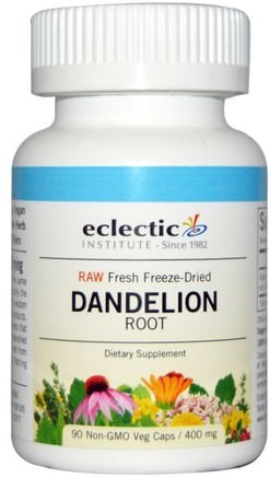 Dandelion Root, Raw, 400 mg, 90 Non-GMO Veggie Caps by Eclectic Institute-Örter, Maskrosrot