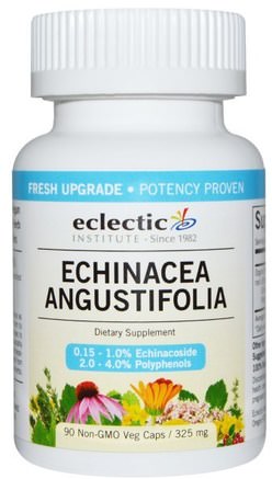 Echinacea Angustifolia, 325 mg, 90 Non-GMO Veggie Caps by Eclectic Institute-Kosttillskott, Antibiotika, Echinacea