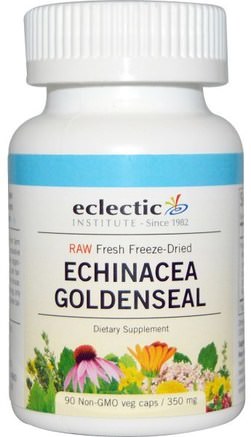 Raw, Echinacea Goldenseal, 350 mg, 90 Non-GMO Veggie Caps by Eclectic Institute-Kosttillskott, Antibiotika, Echinacea Och Goldenseal