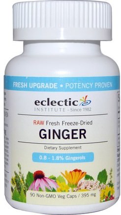 Ginger, 395 mg, 90 Non-GMO Veggie Caps by Eclectic Institute-Örter, Ingefära Rot
