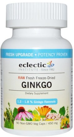 Ginkgo, 450 mg, 90 Non-GMO Veggie Caps by Eclectic Institute-Örter, Ginkgo Biloba