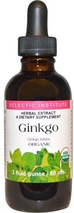 Ginkgo, Organic 2 fl oz (60 ml) by Eclectic Institute-Örter, Ginkgo Biloba