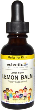 Herbs For Kids, Lemon Balm, Lemon Flavor, 1 fl oz (30 ml) by Eclectic Institute-Örter, Citronbalsam Melissa