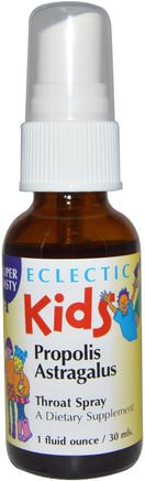 Kids, Propolis Astragalus, Throat Spray, 1 fl oz (30 ml) by Eclectic Institute-Hälsa, Kall Influensa Och Virus, Halsvårdspray, Barns Hälsa, Barns Växtbaserade Läkemedel