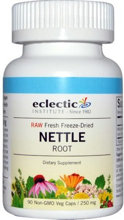 Nettle Root, Raw, 250 mg, 90 Non-GMO Veggie Caps by Eclectic Institute-Hälsa, Män, Örter, Nässlor Stinging, Nässla Rot