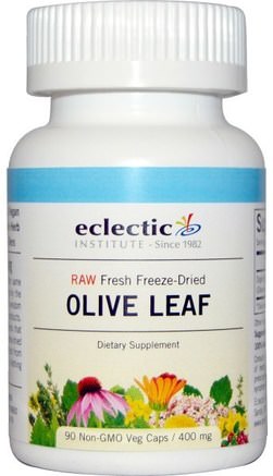 Olive Leaf, 400 mg, 90 Non-GMO Veggie Caps by Eclectic Institute-Hälsa, Kall Influensa Och Viral, Olivblad