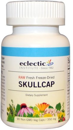 Skullcap, 350 mg, 90 Non-GMO Veggie Caps by Eclectic Institute-Örter, Skullcap