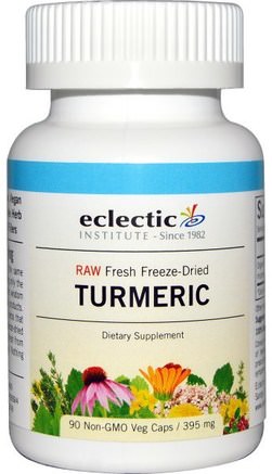 Turmeric, 395 mg, 90 Non-GMO Veggie Caps by Eclectic Institute-Kosttillskott, Antioxidanter, Curcumin