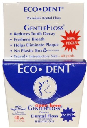 GentleFloss, Mint, 40 Yds (36.57 m) by Eco-Dent-Bad, Skönhet, Oral Tandvård, Tandtråd