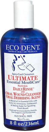 Ultimate Essential MouthCare, Natural Daily Rinse & Oral Cleanser, Alcohol Free, Spicy-Cool Cinnamon, 8 fl oz (236 ml) by Eco-Dent-Bad, Skönhet, Muntlig Tandvård, Munvatten