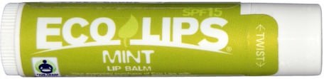 SPF 15, Mint.15 oz (4.25 g) by Eco Lips Lip Balm-Bad, Skönhet, Läppvård, Läppbalsam
