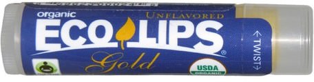 Unflavored.15 oz (4.25 g) by Eco Lips Organic Gold Lip Balm-Bad, Skönhet, Läppvård, Läppbalsam