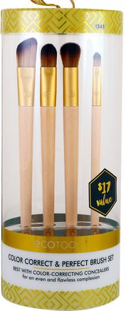 Gold Collection, Color Correct & Perfect Brush Set, 4 Brushes by EcoTools-Bad, Skönhet, Smink Verktyg, Makeup Borstar
