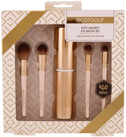 Gold Collection, Soft Smokey Eye Brush Set, 4 Brushes + Case by EcoTools-Bad, Skönhet, Smink Verktyg, Makeup Borstar