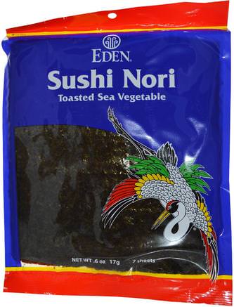 Sushi Nori, 7 Sheets.6 oz 17 g by Eden Foods-Kosttillskott, Olika Alger