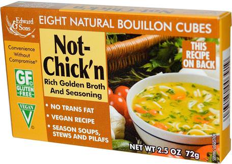 Not-Chickn, Natural Bouillon Cubes, 8 Cubes, 9 g Each by Edward & Sons-Mat, Ris Pasta Soppor Och Korn, Pasta Och Soppa