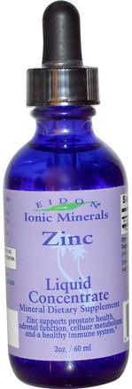 Ionic Minerals, Zinc, Liquid Concentrate, 2 oz (60 ml) by Eidon Mineral Supplements-Kosttillskott, Mineraler, Zink, Flytande Mineraler