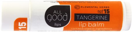 All Good Lips, Lip Balm, SPF 12, Tangerine, 4.25 g by All Good Products-Bad, Skönhet, Läppvård, Läppbalsam