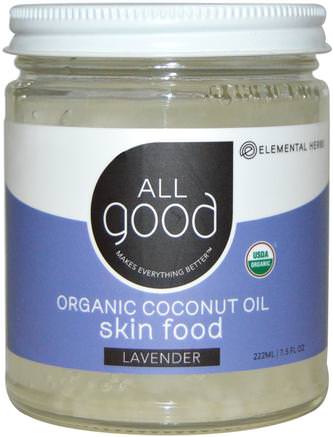All Good, Organic Coconut Oil, Skin Food, Lavender, 7.5 fl oz (222 ml) by All Good Products-Bad, Skönhet, Kokosnötolja