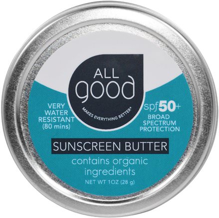 All Good, Sunscreen Butter, SPF 50, 1 oz (28 g) by All Good Products-Bad, Skönhet, Solskyddsmedel, Spf 50-75