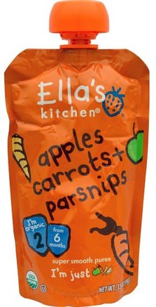 Apples Carrots + Parsnips, Super Smooth Puree, 3.5 oz (99 g) by Ellas Kitchen-Barns Hälsa, Barn Mat, Baby Matning, Mat