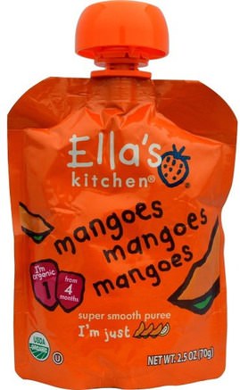 Mangoes Mangoes Mangoes, Super Smooth Puree, 2.5 oz (70 g) by Ellas Kitchen-Barns Hälsa, Barn Mat, Baby Matning, Mat