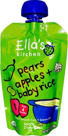 Pears, Apples + Baby Rice, Stage 1, 3.5 oz (99 g) by Ellas Kitchen-Barns Hälsa, Barn Mat, Baby Matning, Mat