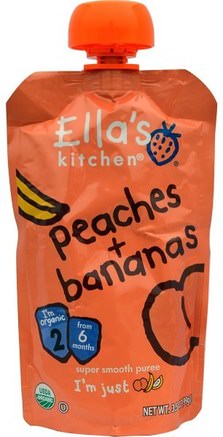 Super Smooth Puree, Peaches + Bananas, 3.5 oz (99 g) by Ellas Kitchen-Barns Hälsa, Barn Mat, Baby Matning, Mat