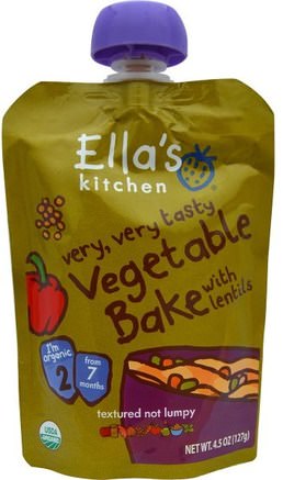 Very, Very Tasty Vegetable Bake with Lentils, 4.5 oz (127 g) by Ellas Kitchen-Barns Hälsa, Barn Mat, Baby Matning, Mat