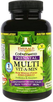 CoEnzymated Prenatal Multi Vit-A-Min, 30 Veggie Caps by Emerald Laboratories-Vitaminer, Prenatala Multivitaminer