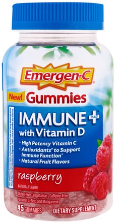 Immune Plus with Vitamin D Gummies, Raspberry, 45 Gummies by Emergen-C-Vitaminer, Vitamin D3