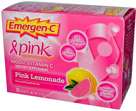 Pink, 1.000 mg Vitamin C, Pink Lemonade, 30 Packets, 9.9 g Each by Emergen-C-Sport, Fyllning Av Elektrolytdryck