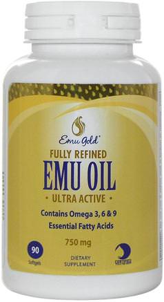 Fully Refined EMU Oil, Ultra Active, 750 mg, 90 Softgels by Emu Gold-Kosttillskott, Efa Omega 3 6 9 (Epa Dha), Hud, Emuolja