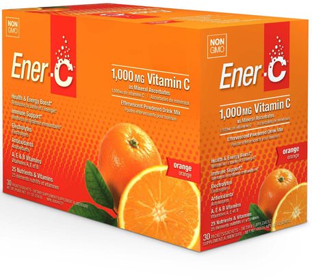 Vitamin C, Effervescent Powdered Drink Mix, Orange, 30 Packets, 9.2 oz (260.1 g) by Ener-C-Sport, Elektrolytdryckpåfyllning, Vitamin C