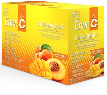 Vitamin C, Effervescent Powdered Drink Mix, Peach Mango, 30 Packets, 10.2 oz (289.2 g) by Ener-C-Vitaminer, Vitamin C