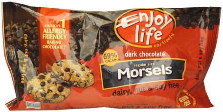Regular Size Morsels, Dark Chocolate, 9 oz (255 g) by Enjoy Life Foods-Värmekänsliga Produkter, Mat, Kakao (Kakao) Choklad