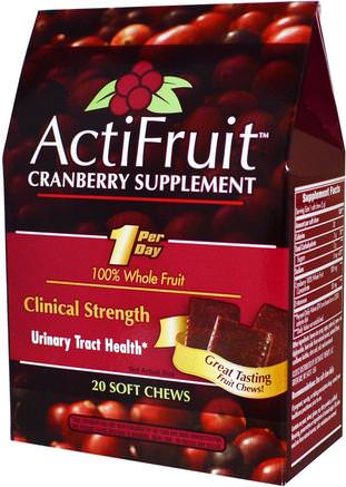 ActiFruit, Cranberry Supplement, 20 Soft Chews by Enzymatic Therapy-Kosttillskott, Örter, Tranbär