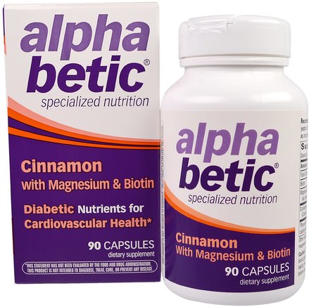 Alpha Betic, Cinnamon with Magnesium & Biotin, 90 Capsules by Enzymatic Therapy-Örter, Kanel Extrakt, Tillskott