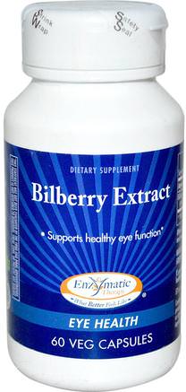 Bilberry Extract, Eye Health, 60 Veggie Caps by Enzymatic Therapy-Kosttillskott, Hälsa, Ögonvård, Visionvård