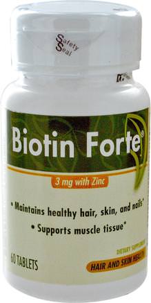 Biotin Forte, 3 mg with Zinc, 60 Tablets by Enzymatic Therapy-Vitaminer, Vitamin B