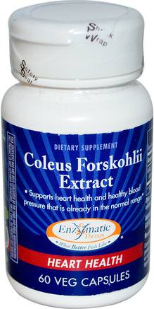 Coleus Forskohlii Extract, Heart Health, 60 Veggie Caps by Enzymatic Therapy-Hälsa, Kost